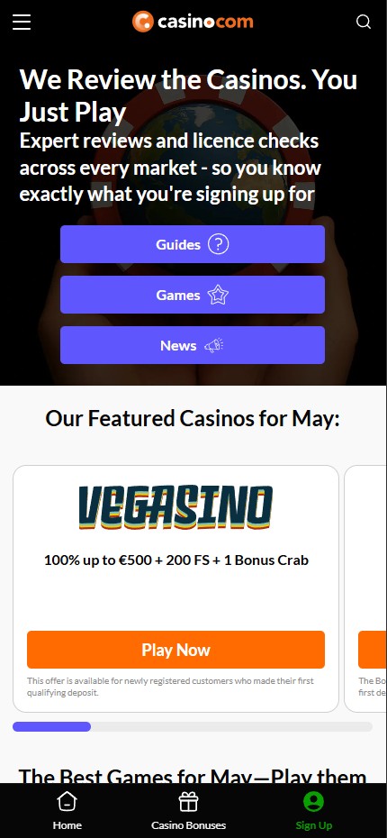 Casino.com mobile home