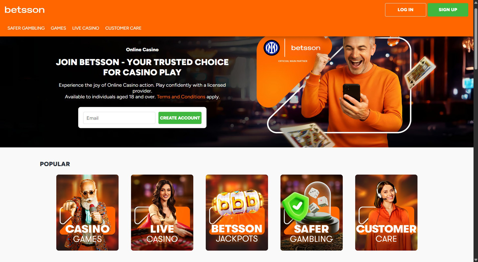 5. Betsson Casino- Mobile Online Casino Choice